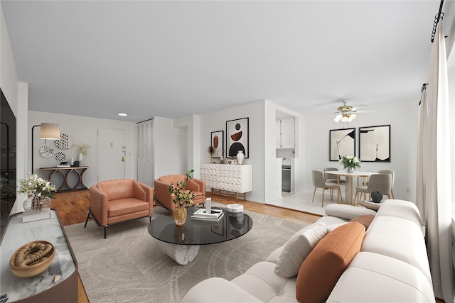 415 Gramatan Ave Unit 2C, Mount Vernon, NY 10552 - living area featuring light wood-style floors and ceiling fan