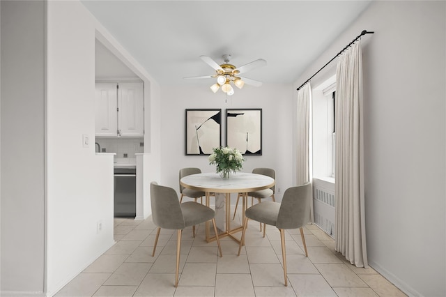 415 Gramatan Ave Unit 2C, Mount Vernon, NY 10552 - dining space with a ceiling fan and light tile patterned flooring