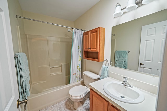 192 Theodore Dr, Coram, NY 11727 - full bathroom with shower / bath combo with shower curtain, vanity, toilet, and tile patterned floors