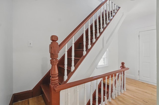 419 S 7th Ave, Mount Vernon, NY 10550 - staircase with wood finished floors and baseboards