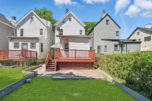419 S 7th Ave, Mount Vernon, NY 10550 - back of house with a wooden deck, a patio area, and a lawn