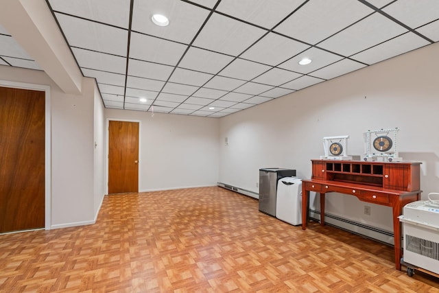 14 Battle Row, Old Bethpage, NY 11804 - empty room featuring baseboard heating, baseboards, and recessed lighting