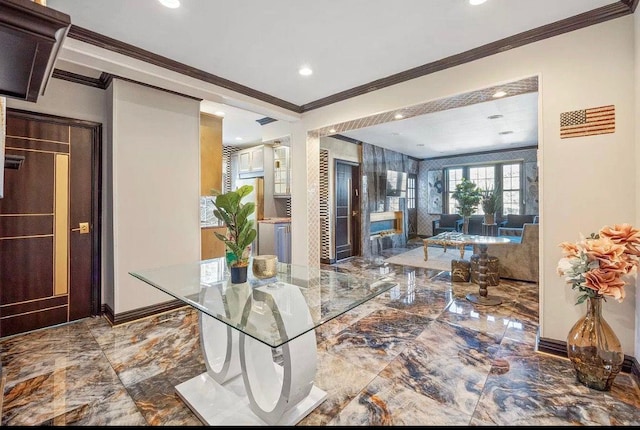 255 Central Ave Unit 202-A, Lawrence, NY 11559 - community lobby featuring crown molding and recessed lighting