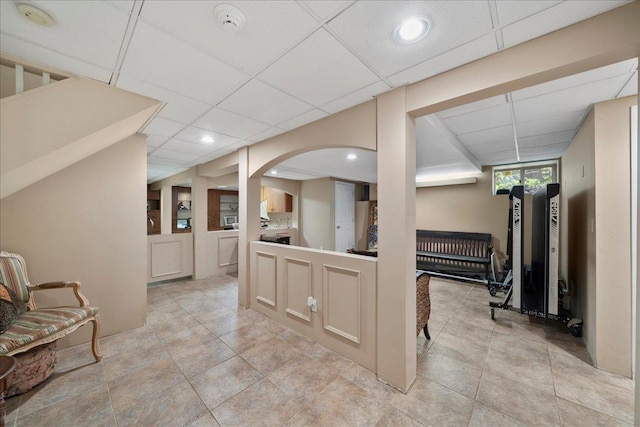40 Carlisle Ln, East Islip, NY 11730 - kitchen with a drop ceiling and arched walkways