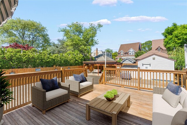 64 Chester Rd, Lynbrook, NY 11563 - deck featuring an outdoor living space and a gazebo