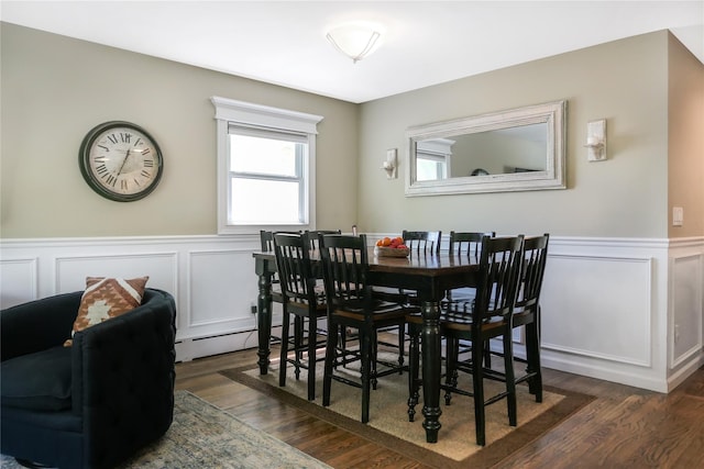 110 Sound Beach Blvd, Sound Beach, NY 11789 - dining room featuring wainscoting, a decorative wall, and dark wood finished floors