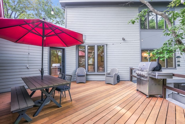 2 Lundy Ln, Larchmont, NY 10538 - wooden deck featuring outdoor dining area and a grill