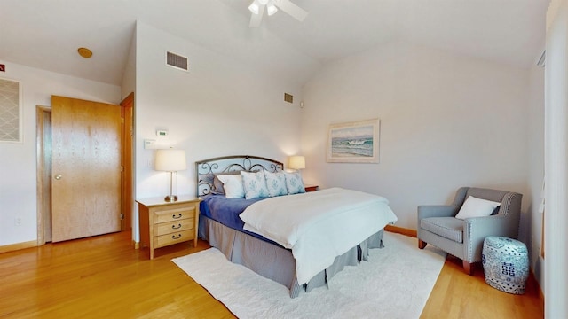 70 Jean Ct, Riverhead, NY 11901 - bedroom with vaulted ceiling, light wood finished floors, baseboards, and a ceiling fan
