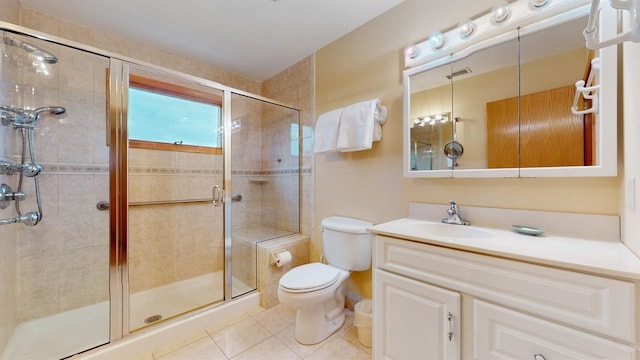 70 Jean Ct, Riverhead, NY 11901 - bathroom featuring toilet, tile patterned flooring, vanity, and a shower stall