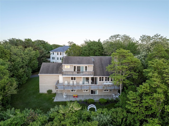 70 Jean Ct, Riverhead, NY 11901 - back of house featuring a patio area, a balcony, a lawn, and a deck