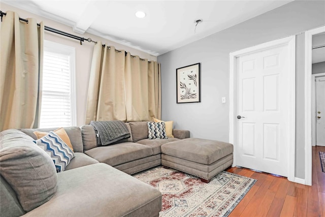 225-35 106th Ave, Queens Village, NY 11429 - living room featuring light wood-style floors, recessed lighting, and baseboards