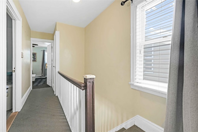 225-35 106th Ave, Queens Village, NY 11429 - hall with an upstairs landing, carpet flooring, and baseboards