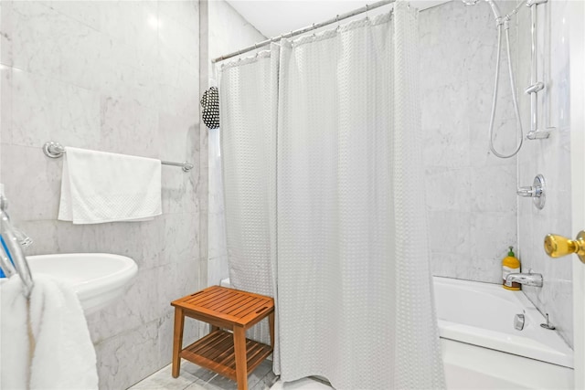 225-35 106th Ave, Queens Village, NY 11429 - full bathroom with shower / tub combo and tile walls