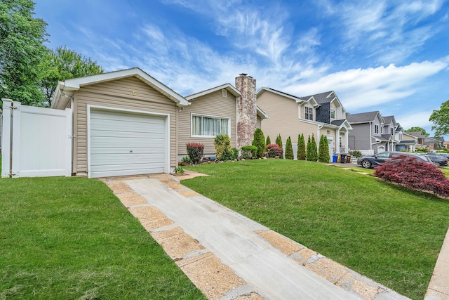 5 Willets Dr, Syosset, NY 11791 - view of front of house with driveway, a chimney, a residential view, and a garage