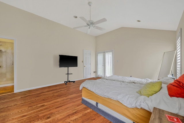 5 Willets Dr, Syosset, NY 11791 - bedroom with multiple windows, light wood-style floors, baseboards, high vaulted ceiling, and ceiling fan
