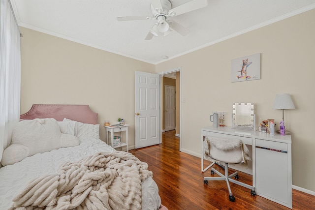 5 Willets Dr, Syosset, NY 11791 - bedroom featuring crown molding, wood finished floors, baseboards, ceiling fan, and an office area