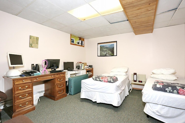 12 Sophia St, Monsey, NY 10952 - carpeted bedroom with a drop ceiling and an office area