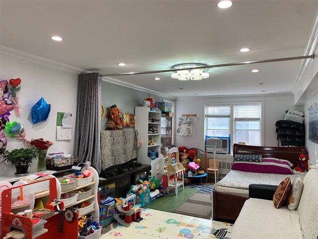 42-40 Bowne St Unit 5C, Flushing, NY 11355 - bedroom featuring ornamental molding and recessed lighting