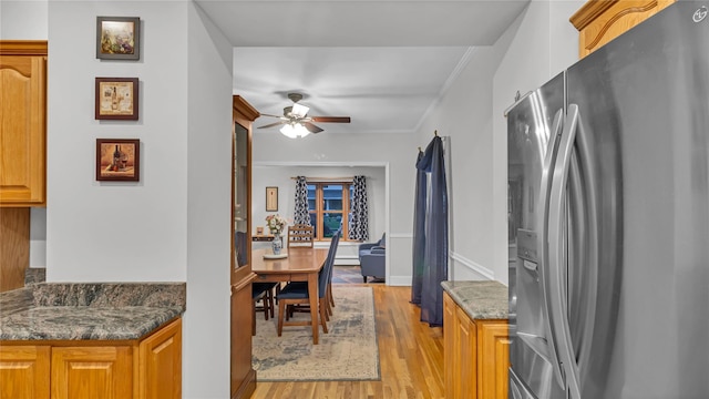 110 Driscoll Ave, Rockville Centre, NY 11570 - dining room with light wood-style floors and a ceiling fan
