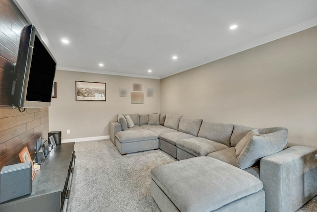 460 Old Town Rd Unit 25N, Port Jefferson Station, NY 11776 - carpeted living area with recessed lighting, ornamental molding, and baseboards