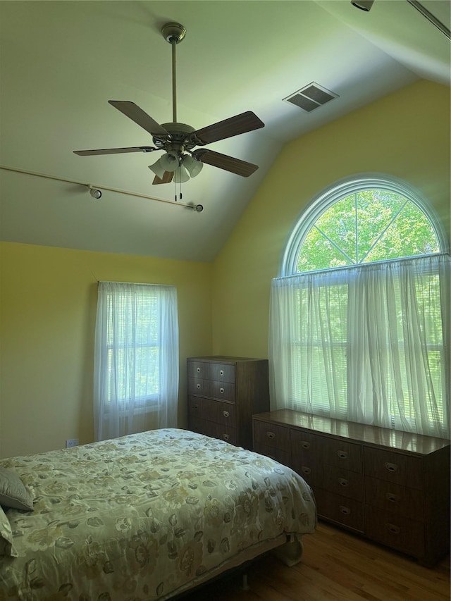 12 Rosell Ct, Lagrangeville, NY 12540 - bedroom with lofted ceiling, dark wood-type flooring, and ceiling fan