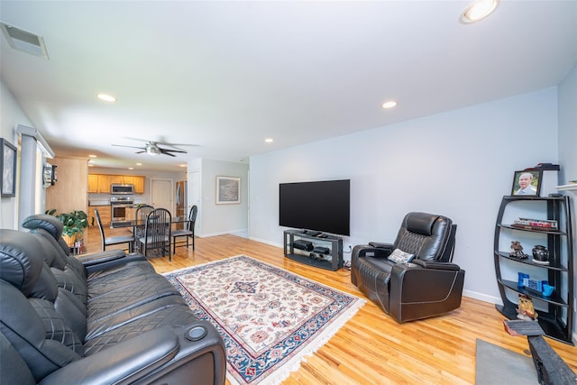 10 Wyche Way, Ossining, NY 10562 - living area with recessed lighting, ceiling fan, light wood finished floors, and baseboards