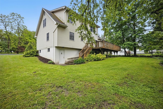 7 Mailler Ave, Cornwall, NY 12518 - view of side of home with stairs, a deck, and a yard