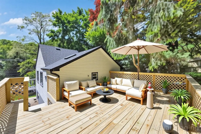63 Ridgeway Ave, Setauket, NY 11733 - wooden terrace with outdoor lounge area