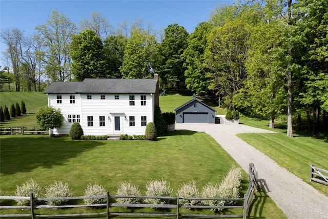 620 Rte 343, Millbrook, NY 12545 - colonial inspired home with an outbuilding, a chimney, driveway, and a garage