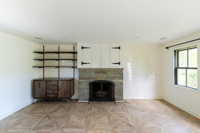 620 Rte 343, Millbrook, NY 12545 - unfurnished living room with baseboards and a fireplace