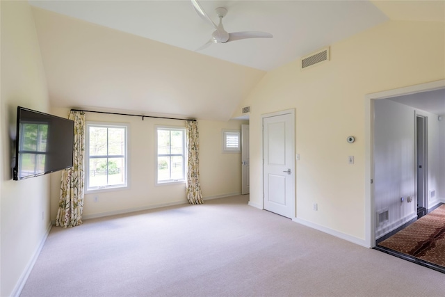 620 Rte 343, Millbrook, NY 12545 - empty room featuring lofted ceiling, light colored carpet, ceiling fan, and baseboards