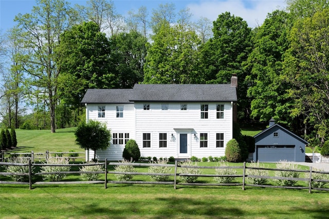 620 Rte 343, Millbrook, NY 12545 - colonial home featuring a chimney, an outbuilding, a garage, and driveway