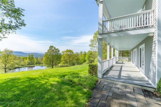 139 Charlie Hill Rd, Millerton, NY 12546 - view of green lawn featuring a water and mountain view and a porch