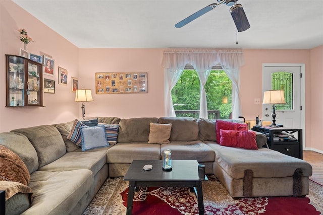 397 Mine Rd, Monroe, NY 10950 - living area featuring ceiling fan and wood finished floors