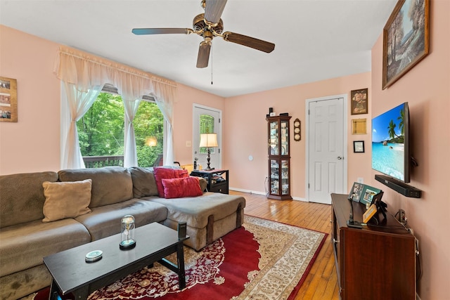397 Mine Rd, Monroe, NY 10950 - living room featuring hardwood / wood-style floors, ceiling fan, and baseboards