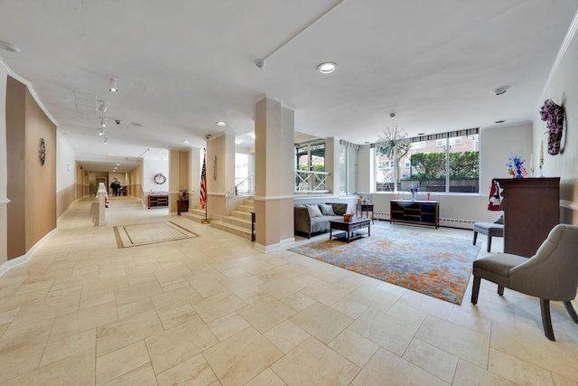 100 Lincoln Ave Unit 28C, Mineola, NY 11501 - common area featuring stairs and recessed lighting