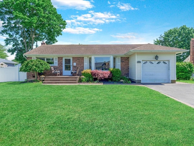 4 Whitebirch Ln, Commack, NY 11725 - single story home with driveway, a garage, a chimney, and brick siding