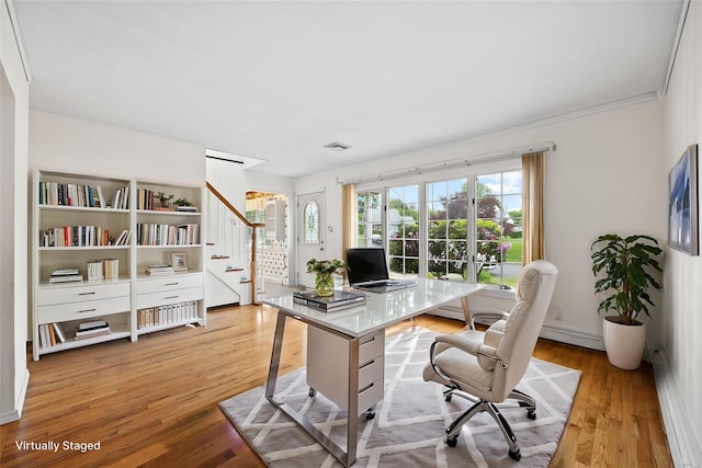 21 Arizona Ave, Syosset, NY 11791 - office area with light wood-type flooring and crown molding