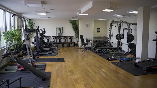 355 Kings Hwy Unit 5C, Brooklyn, NY 11223 - workout area with wood finished floors