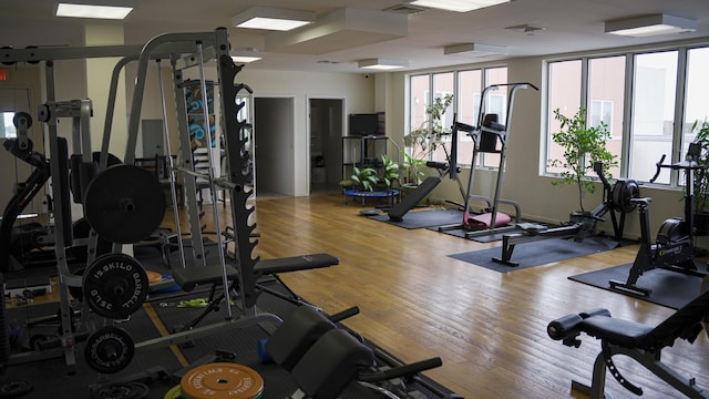 355 Kings Hwy Unit 5C, Brooklyn, NY 11223 - workout area with wood finished floors