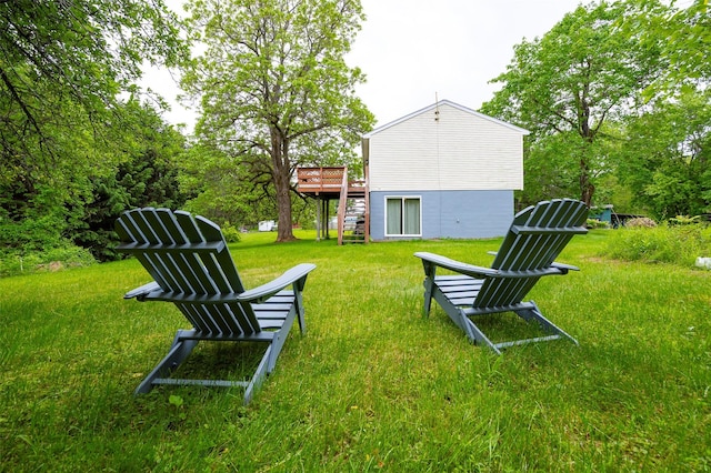 252 Rokeby Rd, Red Hook, NY 12571 - view of green lawn with a deck and stairs