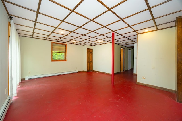 252 Rokeby Rd, Red Hook, NY 12571 - below grade area with baseboard heating, a baseboard heating unit, baseboards, and recessed lighting