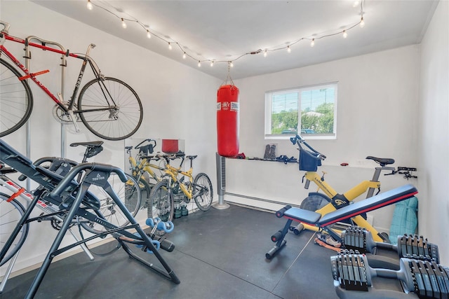 19 Decker Dr, Washingtonville, NY 10992 - workout room featuring a baseboard heating unit