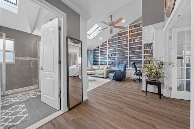 3 Deb St, Plainview, NY 11803 - interior space with a skylight, wood finished floors, recessed lighting, and high vaulted ceiling