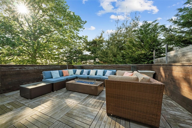 3 Deb St, Plainview, NY 11803 - wooden deck featuring an outdoor living space with a fire pit