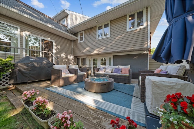 3 Deb St, Plainview, NY 11803 - wooden deck with outdoor lounge area and area for grilling