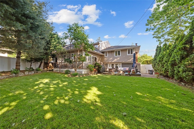3 Deb St, Plainview, NY 11803 - back of house with an outdoor hangout area and a deck