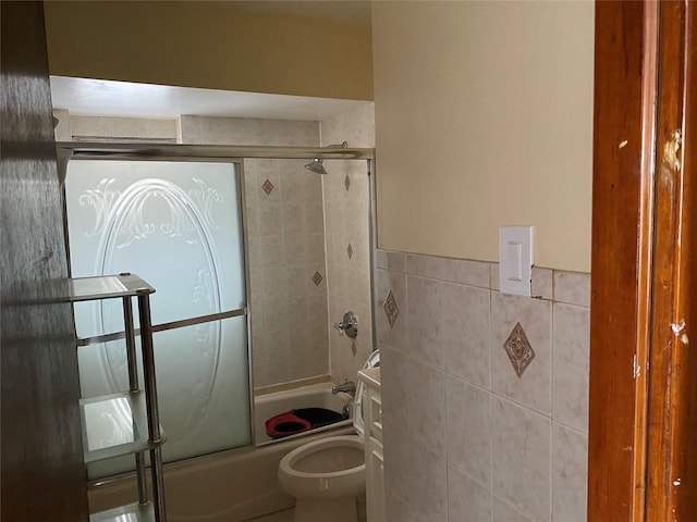 1646 Troy Ave, Brooklyn, NY 11234 - full bath with shower / bath combination with glass door, toilet, and tile walls