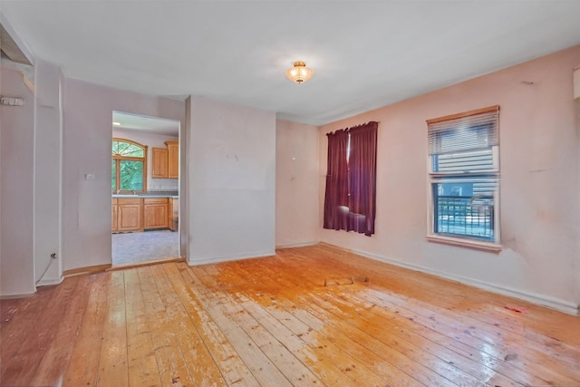 163 Cannon St, Poughkeepsie, NY 12601 - spare room featuring light wood-style floors, a sink, and baseboards
