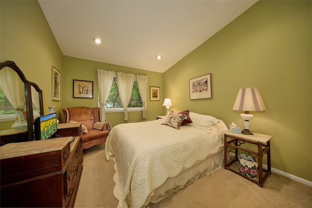 31 Greenlawn Rd, Katonah, NY 10536 - bedroom featuring light colored carpet, baseboards, and vaulted ceiling